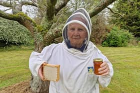 Mervyn Rothwell (89) from The Rower in County Kilkenny donates the proceeds of his honey sales to charities including Christian Aid Ireland picture: Howard Rothwell