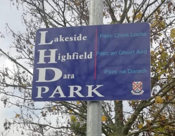 A sign located at the Lakeside, Highfield and Dara Park estates in Newbridge.