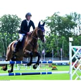 Max Foley competing on Hhs Arezzo in the Six Year Olds competition during the Dublin Horse Show 2024 at the RDS in Dublin. Photo by Shauna Clinton/Sportsfile