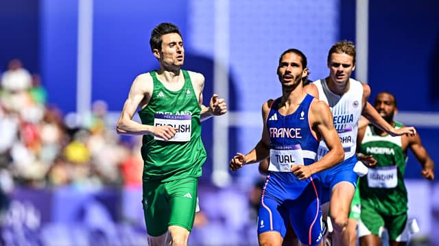 Mark English of Team Ireland in action during the men's 800m heats at the Stade de France during the 2024 Paris Summer Olympic Games