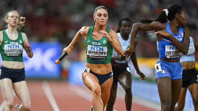 Kelly McGrory and Team Ireland are in the second of the two heats, which get underway at 9:40am at the Stade de France