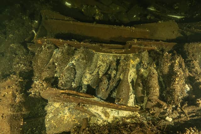 The wreck, which sits at about 190ft deep off the coast of the southern Sweden county of Blekinge, was found by the divers while they were checking spots of interest about 20 nautical miles south of the Swedish Baltic Sea island of Oeland.