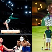 Clockwise from top left: Rhys McClenaghan, Rhasidat Adeleke, Kellie Harrington, Rory McIlroy and Shane Lowry.