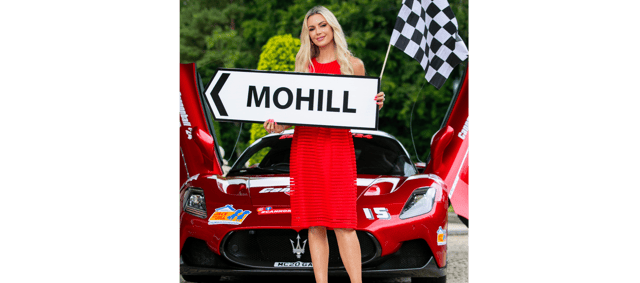 Former Miss World Rosanna Davison with Mohill sign