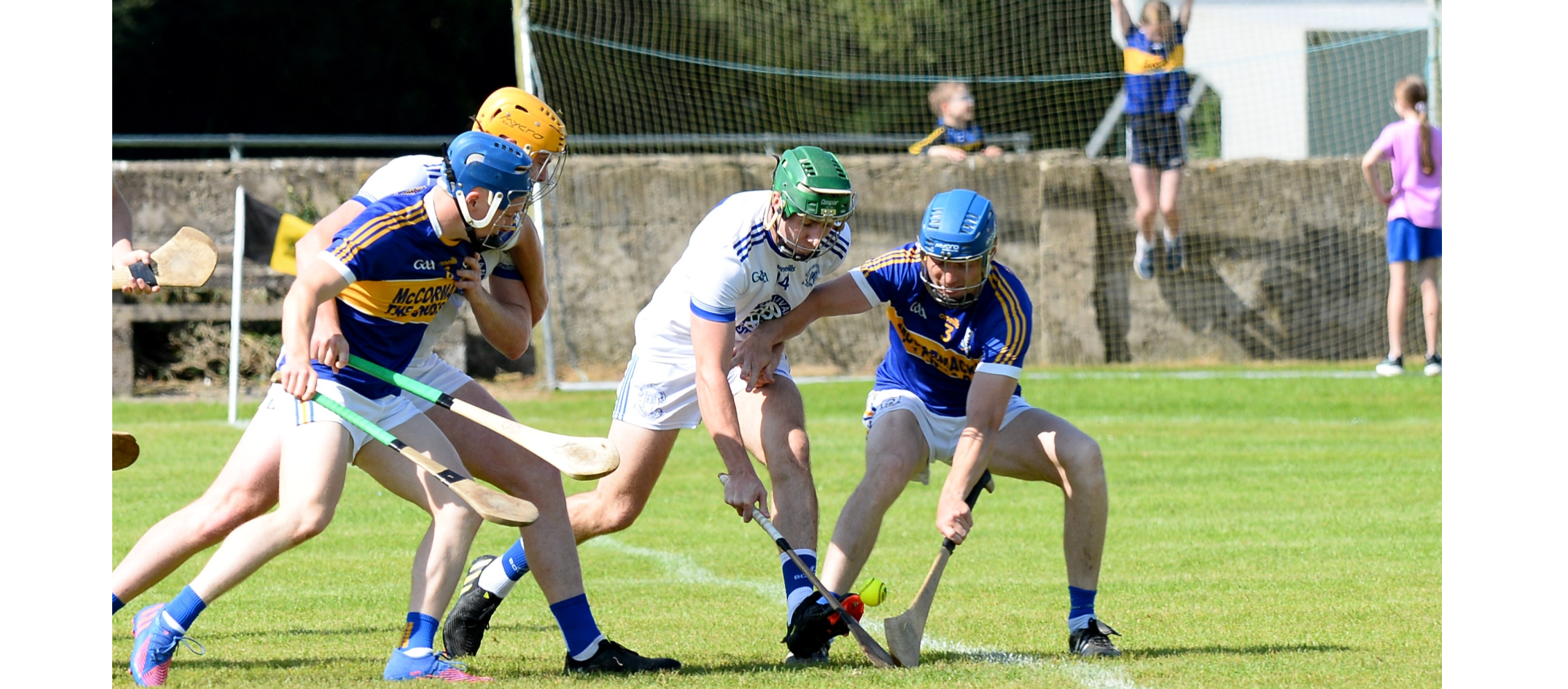 Sean Hickey, Sean Treacys (right) and Niall Hoctor of St Mary's in a scrap for possession. Picture: Michael Boland