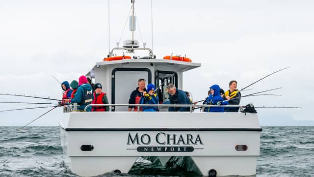 Young anglers onboard Mo Chara competing in the IFI-sponsored Newport SAC National Junior Sea Angling Championship, 2024