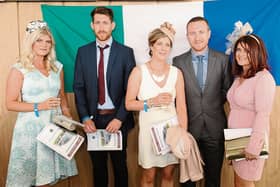 Sarah Kearney, Michael Morrissey, Louise Kearney, Kevin and Maeve Chapman at the Rathcline GAA Day out at Galway Races Picture: Declan Gilmore