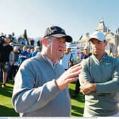 Multi-major winning golfer and world number two,  Rory McIlroy chats with JP McManus, owner of Adare Manor which will host the Ryder Cup in 2027 | PICTURE: Eoin Noonan/Sportsfile