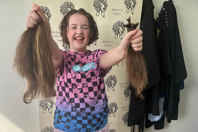 The hair, which has been sectioned into roughly eight bunches, was given to the Little Princess Trust, a charity which provides real hair wigs, free of charge, to children and young people who have lost their hair to treatment for cancer or other conditions.