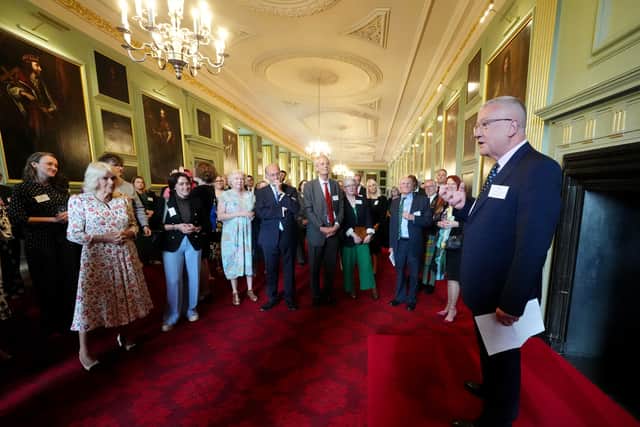 The Queen spent time chatting to her guests and even heard a Shakespeare-inspired monologue from 12-year-old schoolgirl Alyx Bannan who delivered a piece she had written about Hamlet.