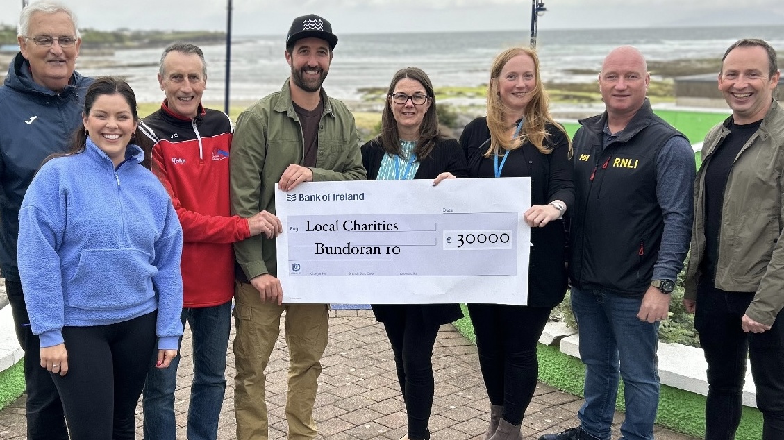 This year's charity recipients from the Bundoran 10 run held in March