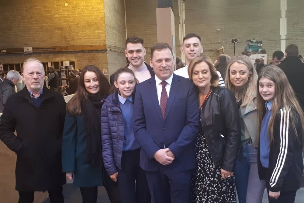 Barry Cowen and family at the Portlaoise Count Centre. Picture: Alf Harvey