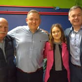 Deputy Pearse Doherty with Lifford-Stranorlar candidates Tony McDaid, Gary Doherty and Dakota Nic Mheanman