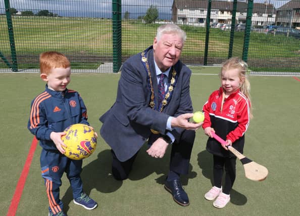 Mayor, Councillor Steven Callaghan with Zoe Carney and Frankie McDaid at the official opening of the new facility.