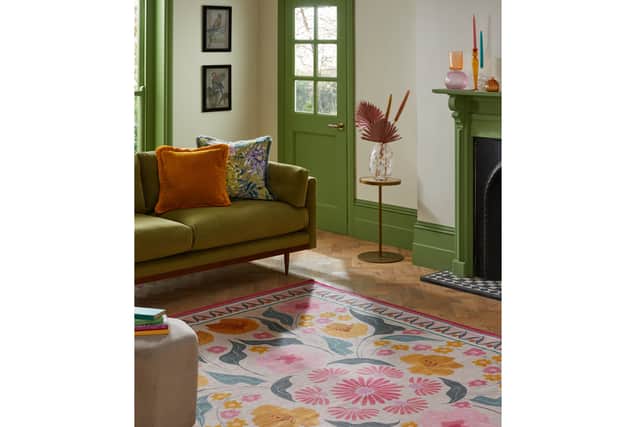 8. Pink Washable Bettie Floral Rug, from £30 to £150, Next