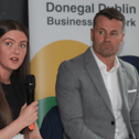 Finn Harps Chairman Ian Harkin (left) and Tyler Toland and Shay Given, who took part in a panel discussion. Photos: Joe Boland (North West Newspix)