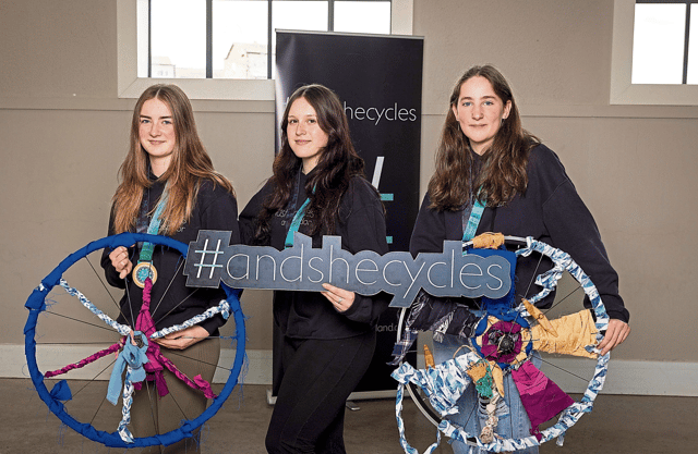 Crescent College Comprehensive students, Éadaoin O'Sullivan, Emily McMahon and Zoe Oliszewska