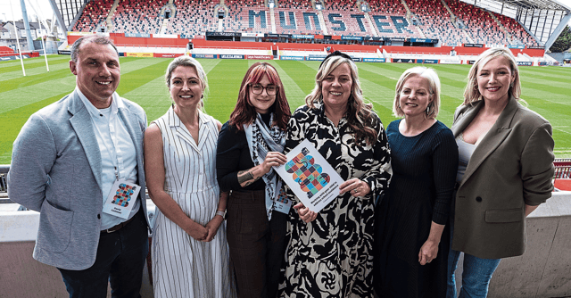 David Cashman, Dr Catriona O’Toole, Tara Ćirić, Dr Katriona O’Sullivan, Tara Madden and Dr Jennifer McMahon at Thomond Park for the Limerick School Attendance Conference