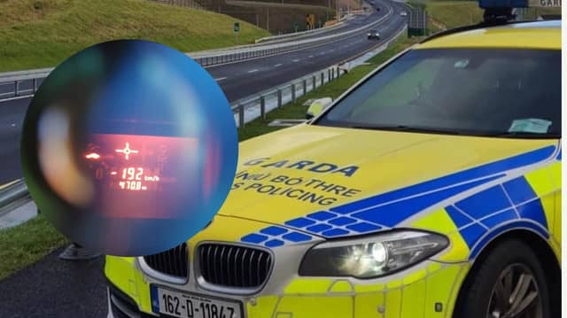 A Cork motorist was clocked travelling at 192km/h in 100km/h zone