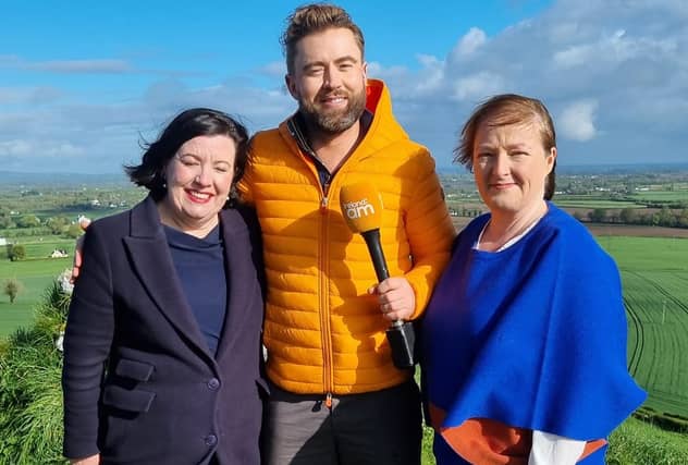 Weatherman Deric Hartigan with Laois Chamber Alliance members at the Rock of Dunamase.