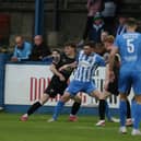 Tony McNamee on the attack for Finn Harps against Treaty. Photos: Thomas Gallagher