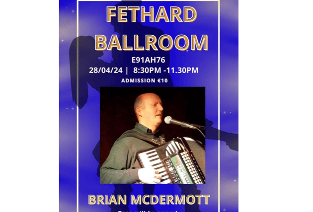 Brian McDermott will perform at the Fethard Ballroom on April 28