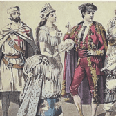 Typical costumes worn at nineteenth century fancy-dress balls