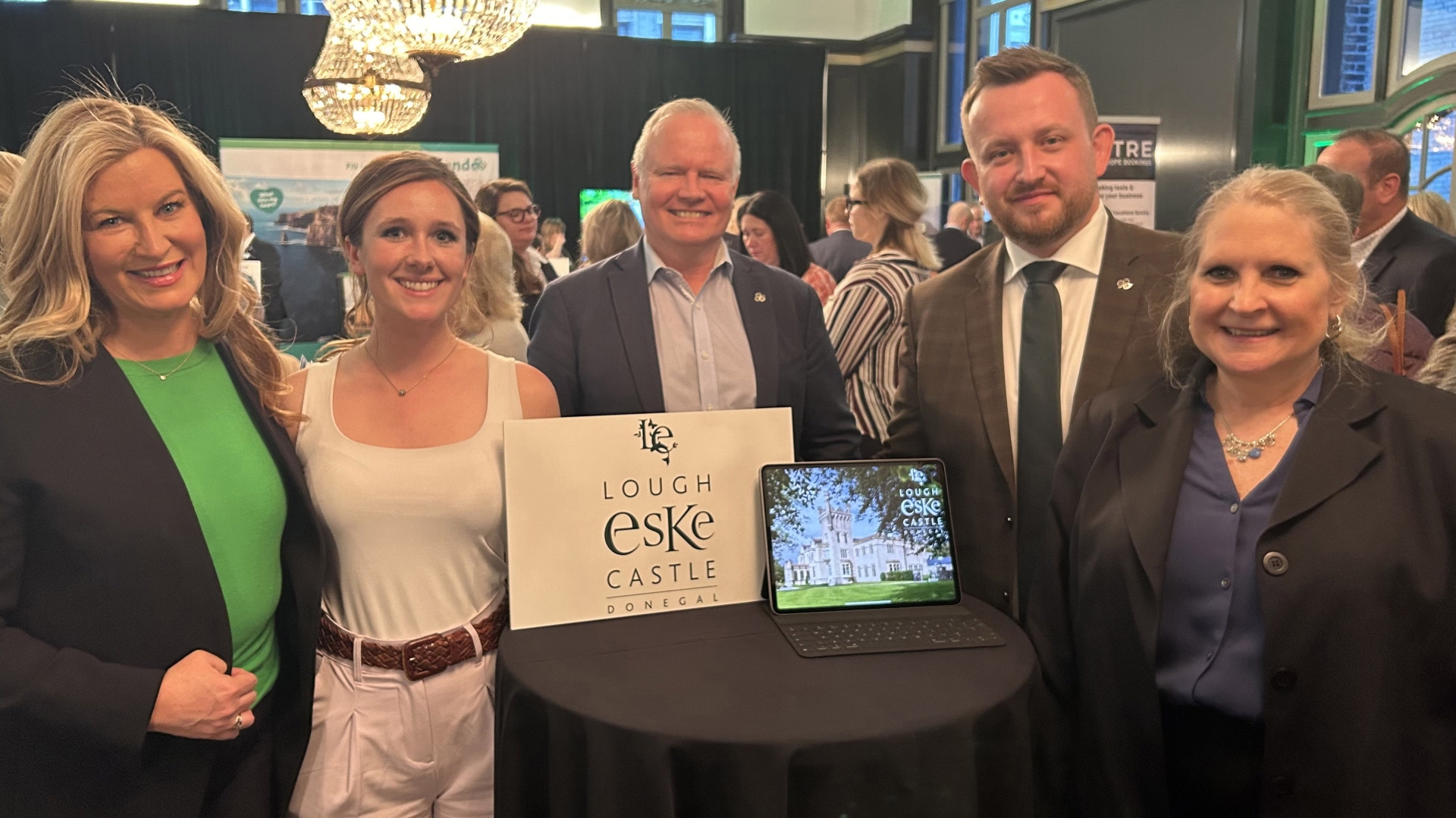 Catie Keogh, Let’s Go With Catie Keogh; Sophie Keehan, Travel Experts; Paul McDonagh, Tourism Ireland; Simon Petka, Lough Eske Castle; and Alison Bieniarz, Travel 100 Group, in Chicago