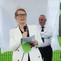 Nuala McGovern addresses the crowd at the opening of the James McGovern Astro Turf facility in Aughavas last August Picture: Willie Donnellan