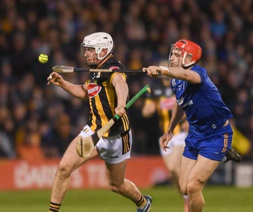 Cian Kenny of Kilkenny is tackled by Darragh Lohan of Clare during the Allianz Hurling League Division 1 final at FBD Semple Stadium. Photo by John Sheridan/Sportsfile