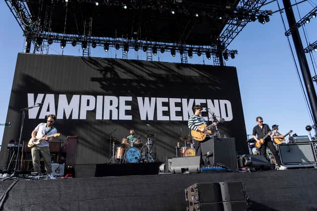 US rock band Vampire Weekend, who were confirmed to perform just days before the festival, brought out reality star Paris Hilton to play an American game titled Cornhole – which involves throwing a bean bag into an angled board.