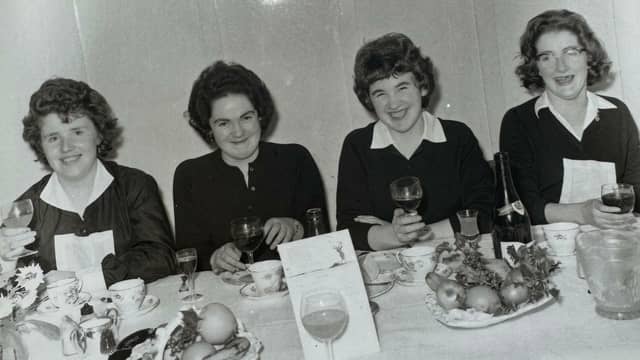 The ladies have been identified as Tessie Melly, Anne Connaghan, Nancy McLoone and Mary Houston pictured from left to right