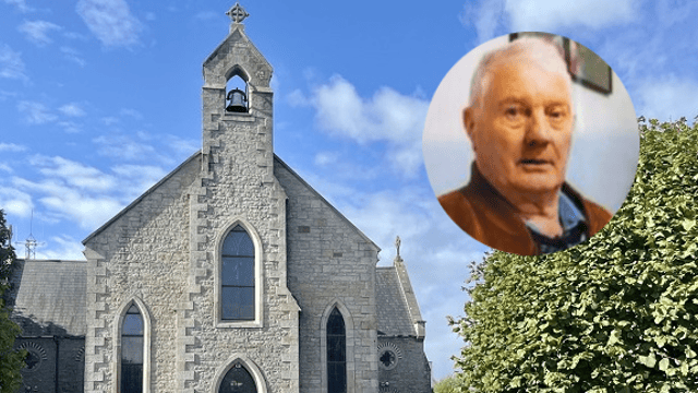 St Aidan's Church Kinlough and inset the late Colin Geagan