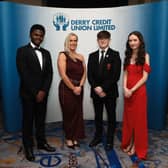 Volunteering Awards, from left, are John Akhionbara, youth committee, Amanda Johnston, special guest, Tiarnan McElhinney and Ellen Bradley.