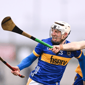 Tipperary's Sean Ryan tries to fend off the challenge of Clare’s Cian Galvin during the league semi-final. Picture: Piaras Ó Mídheach/Sportsfile