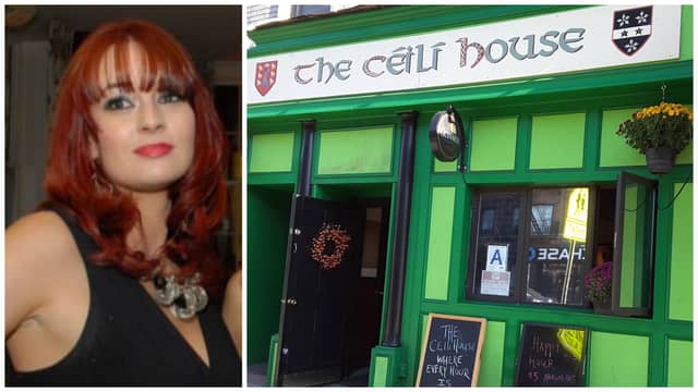 The late Sarah McNally (left) and The Céilí House, New York where the stabbing attack occurred