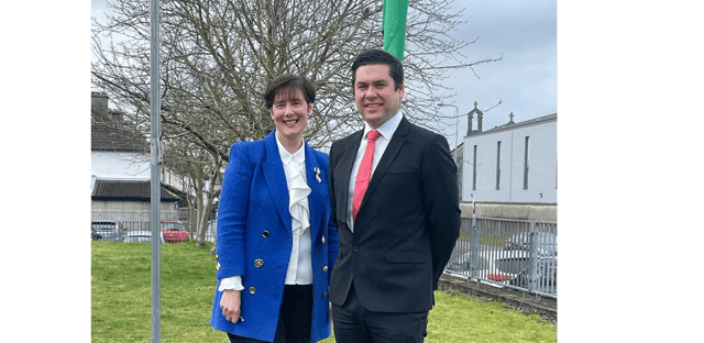 Councillor Andrew McGuinness pictured with Minister for Education Norma Foley
