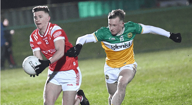 Ronan Deery Louth has the beating of Offaly's Luke Kelly. Photo: Arthur Kinahan
