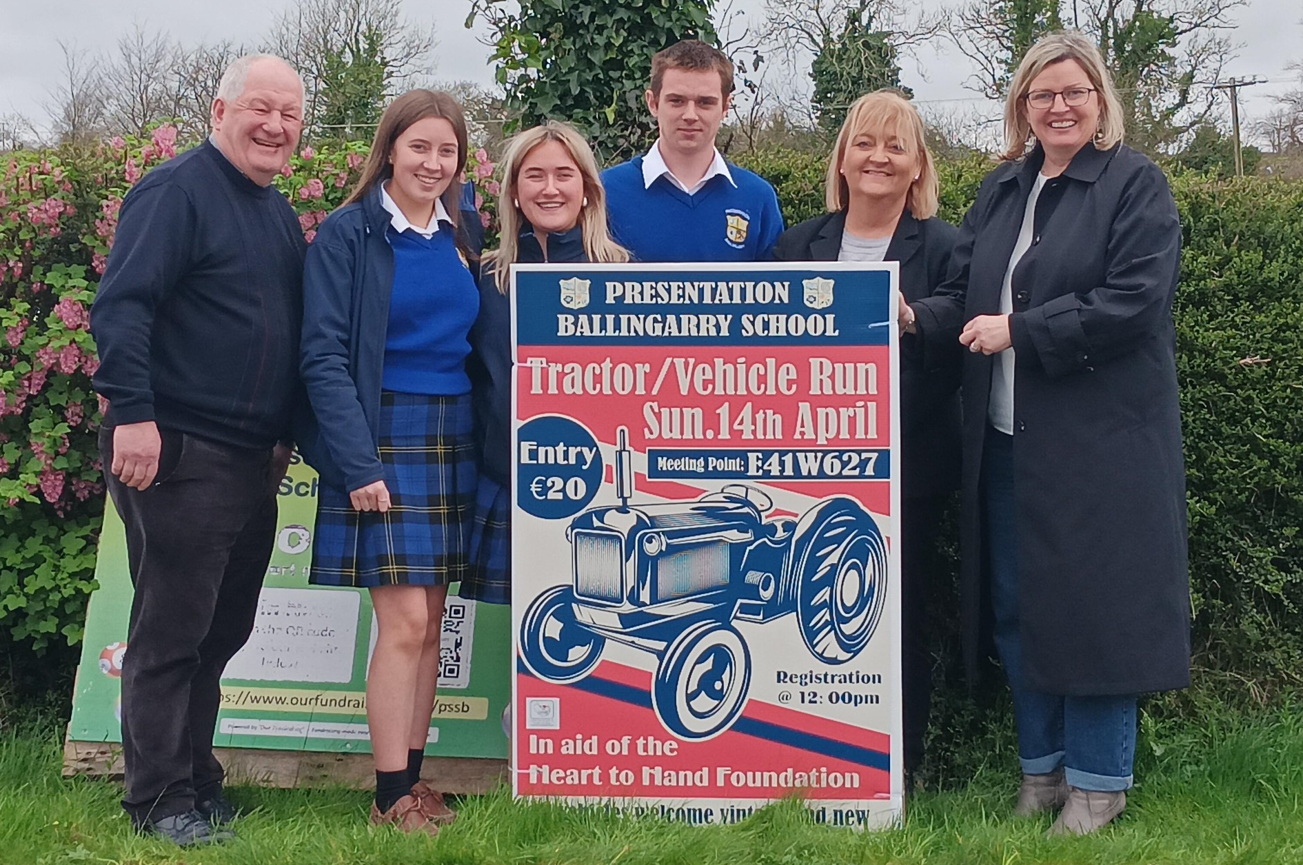 Left to right: Fr. Celsus Tierney, Bethany Holohan 6th year, Hannah White, Head Girl, Michael Barrett  Student Co-Ordinator of event, Ms. Teresa Regan, Staff Co-Ordinator and Ms. Cahill, Principal.