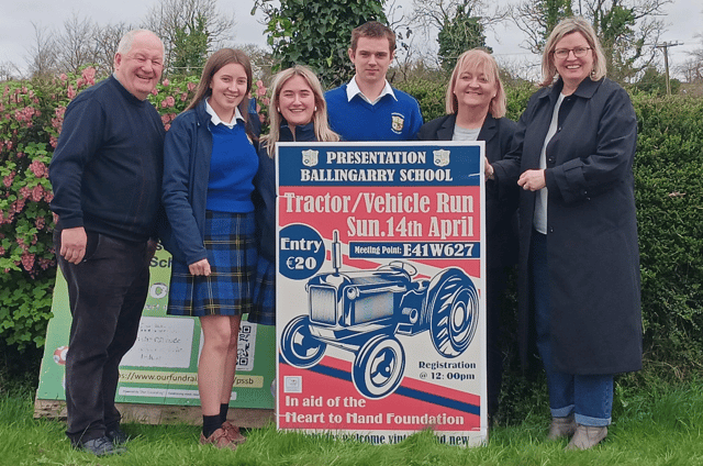 Left to right: Fr. Celsus Tierney, Bethany Holohan 6th year, Hannah White, Head Girl, Michael Barrett Student Co-Ordinator of event, Ms. Teresa Regan, Staff Co-Ordinator and Ms. Cahill, Principal.