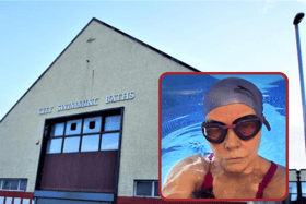 Patricia Breslin in training for the swimathon.