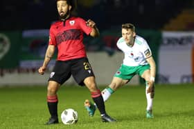 Bastien Hery pictured in action for Longford Town against Cork City at Bishopsgate on Saturday night Photo: Syl Healy
