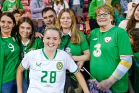 Erin Fildara McLaughlin and family members after the women's international friendly match between the Republic of Ireland and Zambia at Tallaght Stadium in Dublin last year