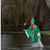 St Patrick reclaiming his well in Clonmel. Owen ‘Leggs’ Lanigan as St Patrick will lead the procession during the annual St Patrick’s Day Parade in Clonmel: Picture John D Kelly