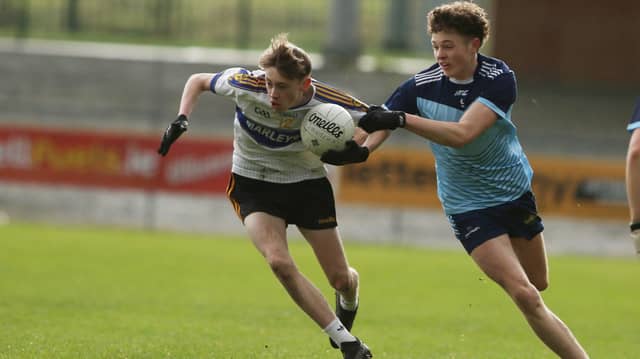 Action from Colaiste Ailigh's loss to Lumen Christi, Derry