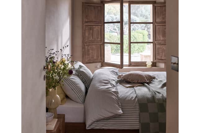 4. George Green & White Textured Stripe Seersucker Duvet Set, from £12, Single, to £20, Super King, Direct.asda
