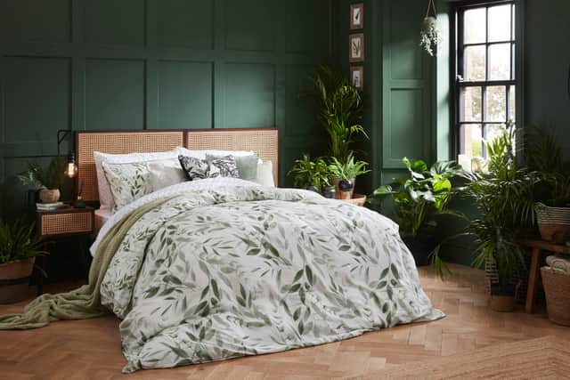 6. Simply Leaf Green Printed Duvet Set With Pipe: From £8, Single, to £14, King; rest of items from a selection, B&M Home, in-store