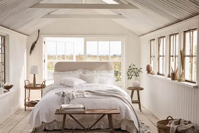 7. Dorit Bed Linen Collection, White/Grey: Duvet Cover, from £130, Single, to £180, Super King; Flat Sheet, from £90, Single, to £140, Super King; Oxford Pillowcase, from £35, Standard, to £45, Super King, The White Company