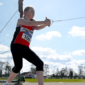 Adrienne Gallen won the junior women's hammer. Photo: Sam Barnes/Sportsfile