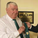 Terry Leyden with the FAI President Gerry McAnaney in 2022 in Ballyare.